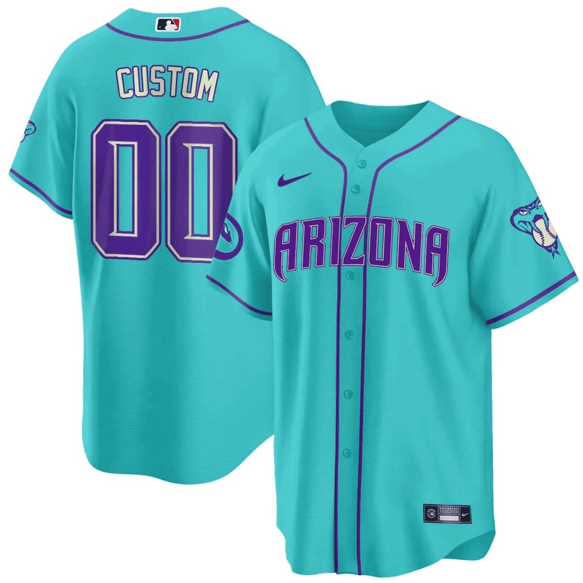 Men Arizona Diamondback Light Blue Nike 2024 Teal Purple Custom MLB Jersey->customized mlb jersey->Custom Jersey